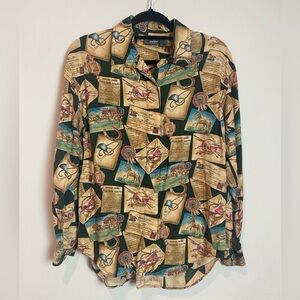 🐎 Vintage Lizwear Equestrian Print Blouse 🐎